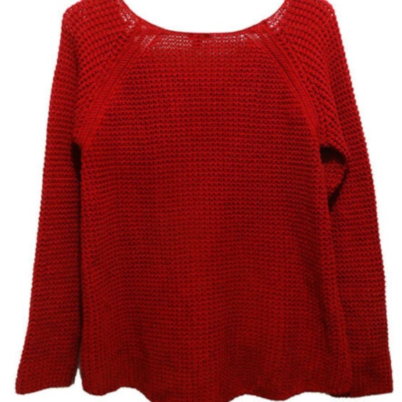 GUESS  Red  Knit Sweater Zippers on shoulder Style - Picture 4 of 8